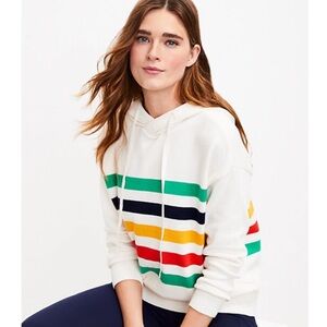 LOFT Lou & Grey Multicolor Striped Sweater with Hood Size Small